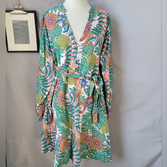 Boden Notch Neck Floral Dress US 16/18 L - Picture 2 of 16